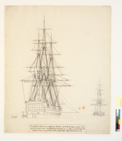 Az "Asow" vonal orosz hajója és egy fregatt horgonyban Elsinore útjain alkotó: Christoffer Wilhelm Eckersberg