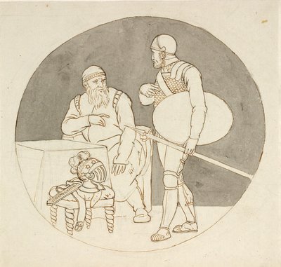 Két harcos, az egyik áll, a másik ül alkotó: Christoffer Wilhelm Eckersberg