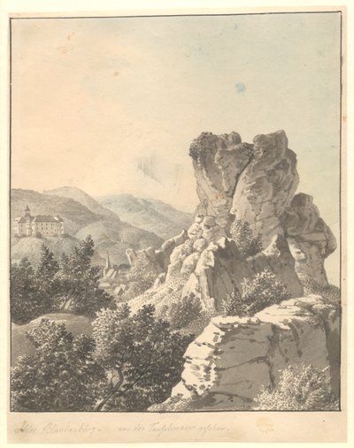 Kilátás Harzen felől, Teufelsmauer felől, a háttérben a Blankenburg kastély alkotó: Christoffer Wilhelm Eckersberg