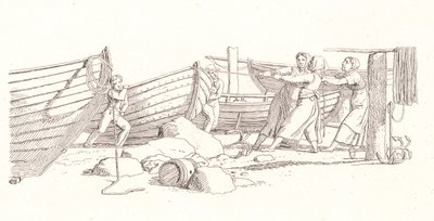 Kilátás egy halászfalura. A partra húzott csónakok alkotó: Christoffer Wilhelm Eckersberg