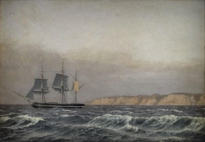 Kilátás a Møn-sziklákra és egy Corvette-re alkotó: Christoffer Wilhelm Eckersberg