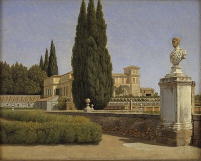 Kilátás a Villa Albani kertjére. Róma alkotó: Christoffer Wilhelm Eckersberg