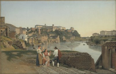 Kilátás a Tiberisre a római Aventin-hegy felé alkotó: Christoffer Wilhelm Eckersberg