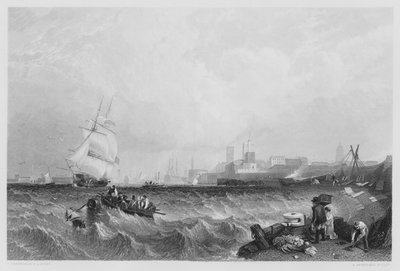 Portsmouth kikötője, a képről a Királyi Gyűjteményben (metszet) alkotó: C. (after) Stanfield