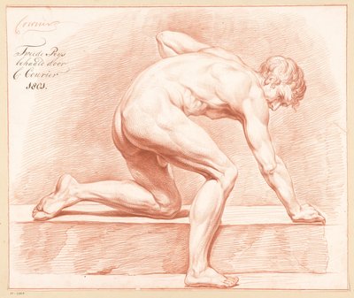 Térdelő férfi akt, oldalnézetben (2. díj 1801) alkotó: C. Courier