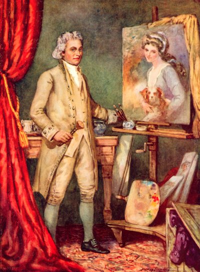 George Romney képet fest Lady Hamiltonról (színes litó) alkotó: C. Dudley Tennant