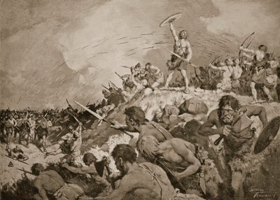 A Mons Badonicus-i csata, i.sz. 500 körül, illusztráció a 