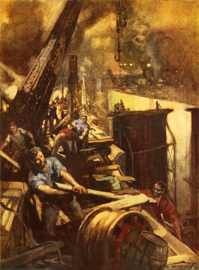 A Panama-csatorna készítése (színes litó) alkotó: C. Dudley Tennant
