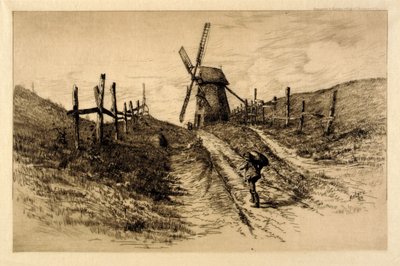 (Tájkép szélmalommal) alkotó: C. F. William Mielatz