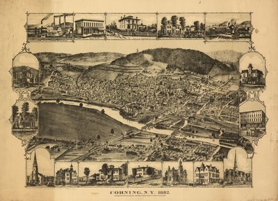 Corning, N.Y., 1882 - a New York, Lake Erie, and Western és a Syracuse, Geneva  Corning R.R.