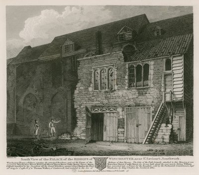Déli kilátás a winchesteri püspökök palotájára, a Southwark-i St Saviour