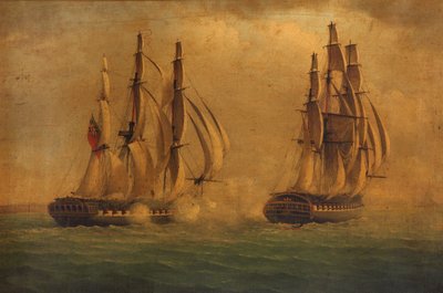 A HMS "Crescent" és a "Reunion" közötti ütközet, 1793. október 20.: a hajók összecsapnak (festmény) alkotó: C. M. Jones