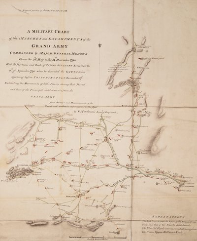 A Medows vezérőrnagy által vezetett nagy hadsereg hadjáratainak és táborozásainak katonai térképe 1790. május 26-tól december 14-ig. alkotó: C. Mackenzie