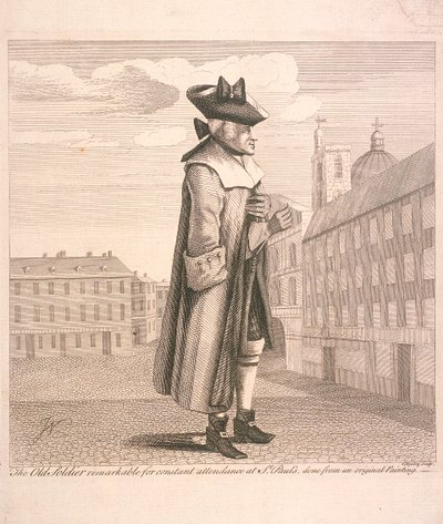 "Az öreg katona, aki figyelemre méltó, hogy állandóan látogatta a Szent Pál-templomot", 1760 alkotó: C Mosely