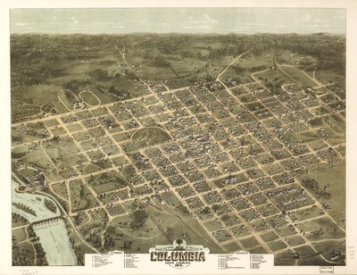 Madártávlatból Columbia városa, Dél-Karolina 1872. alkotó: C. N. Drie