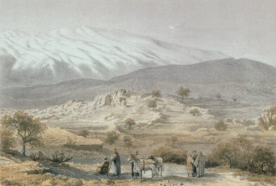 Hermon hegy. Schacher rézkarca – Steinkopk J.F. Editore alkotó: C. Schacher