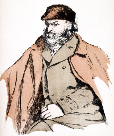 Paul Cezanne (1839 - 1906), francia művész és posztimpresszionista festő illusztrációs portréja. (metszés) alkotó: Camille (after) Pissarro