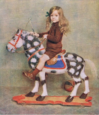 A lány a fából készült lóval, illusztráció a My Magazine-ból alkotó: Camille Boiry