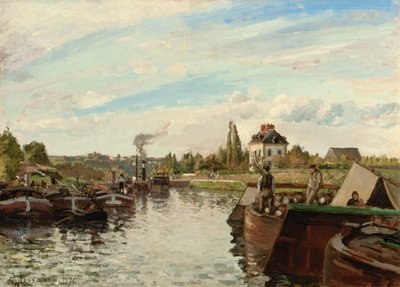 Bárka a Szajnán Bougivalban, 1871 alkotó: Camille Jacob Pissarro