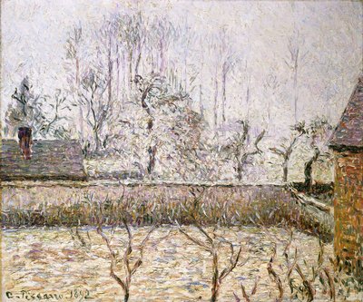 Táj faggyal és köddel, Eragny; Táj, Fagy és köd, Eragny, alkotó: Camille Jacob Pissarro
