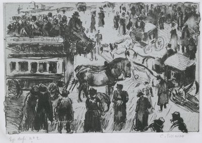 Place du Havre, Párizsban, kb. 1897 (litográfia cinkről) alkotó: Camille Jacob Pissarro