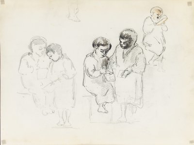 Tanulmányok két gyermekről, akik olvasnak alkotó: Camille Jacob Pissarro