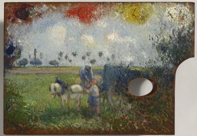 A művész palettája tájjal, 1878-80 körül alkotó: Camille Jacob Pissarro