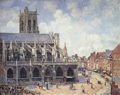 Dieppe-i Saint Jacques templom a reggeli napsütésben; A Dieppe-i Saint-Jacques-templom reggel, vasárnap, 1901 alkotó: Camille Jacob Pissarro