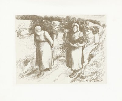A nők köcsögöket hordanak Porteuses de fagottok alkotó: Camille Jacob Pissarro