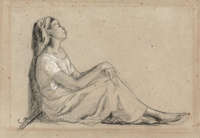 Fiatal fekete nő ül, 1855-7 alkotó: Camille Jacob Pissarro
