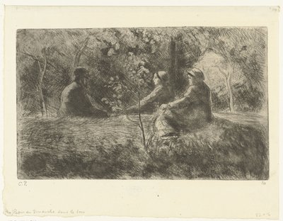 Zondagse rust in het bos Vasárnapi pihenő az erdőben alkotó: Camille Jacob Pissarro
