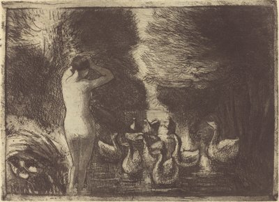 Fürdőzők libákkal, 1895. alkotó: Camille Pissarro