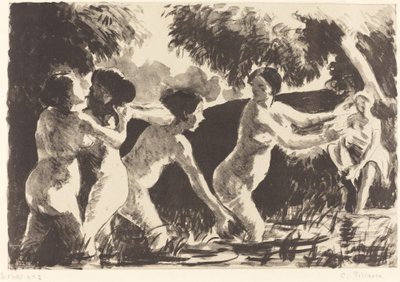 Fürdőzők Birkózás Baigneuses luttants, c. 1896. alkotó: Camille Pissarro
