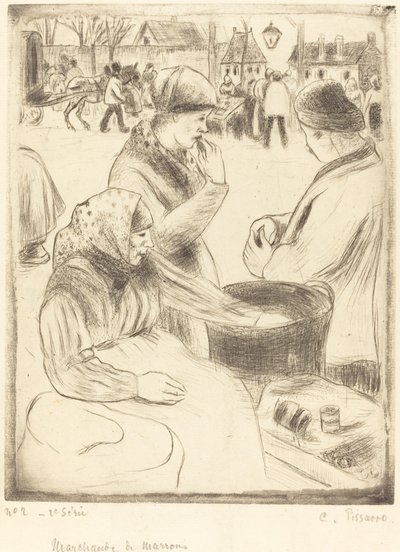 Gesztenyeárusok alkotó: Camille Pissarro