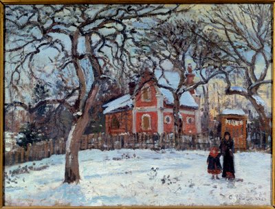 Gesztenye és Louveciennes táj a hóban. Camille Pissarro (1830-1903) festménye 1872 V. 0,41x0,52 m Párizs, Muse d