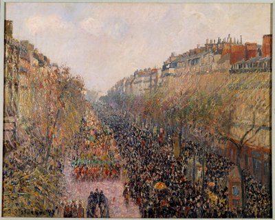 Mardi Gras napja a Boulevard Montmartre-on Párizsban 1897-ben Camille Pissarro (1830-1903) festménye 1897 Los Angeles. Hammer Múzeum alkotó: Camille Jacob Pissarro