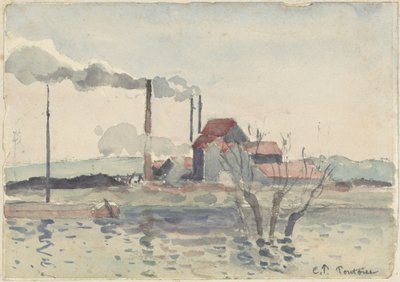 Pontoise-i Oise-i gyár, 1873. alkotó: Camille Pissarro