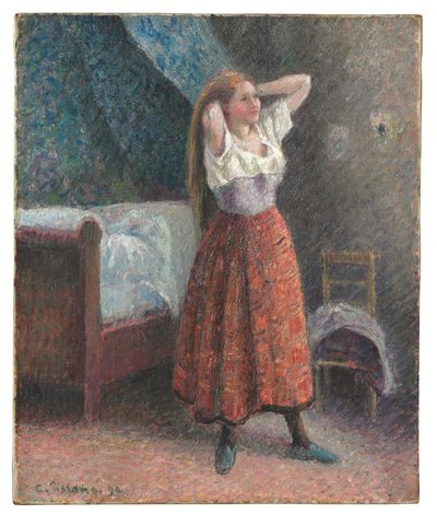 Nő a haját formázza alkotó: Camille Pissarro