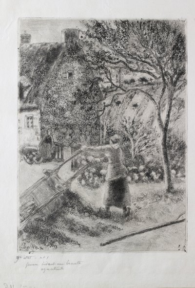 Talicskát ürítő nő, 1880 alkotó: Camille Pissarro