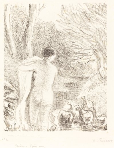 Akt libalány c. 1897. alkotó: Camille Pissarro
