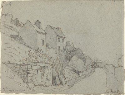 Házak egy út mellett alkotó: Camille Pissarro