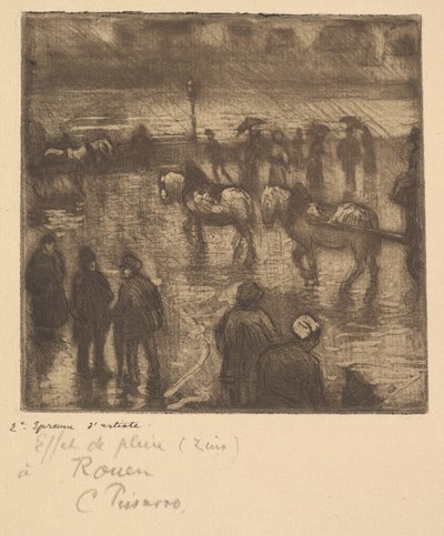 Eső impressziói, Rouen, 1883. alkotó: Camille Jacob Pissarro