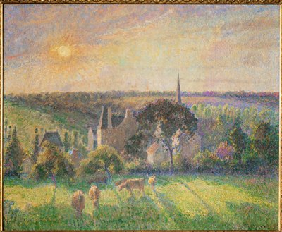 Eragny-i táj: Eragny-i templom és tanya (olaj, vászon) alkotó: Camille Pissarro
