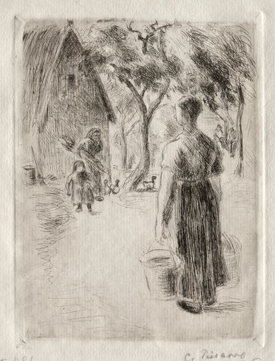 Vödröt cipelő parasztasszony alkotó: Camille Pissarro