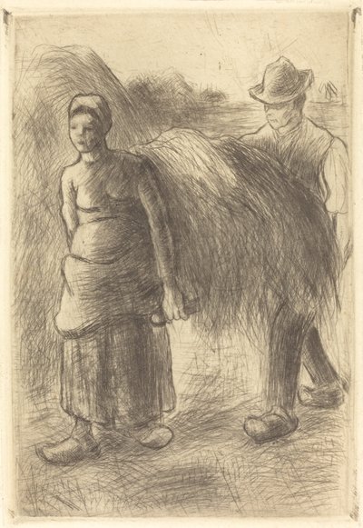 Parasztok szénát cipelve alkotó: Camille Pissarro