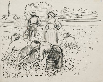 Tanulmány öt mezőn dolgozó parasztfiguráról, 1887 alkotó: Camille Pissarro