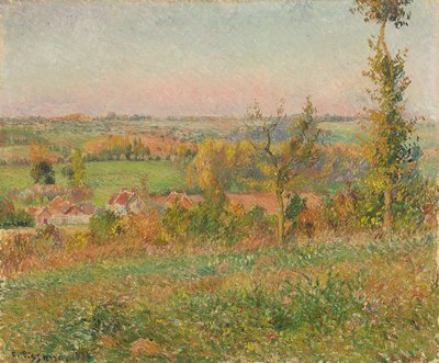 Thierceville dombjai a Country Lane felől nézve, Eragny környéke; Thierceville lejtői a barlangból nézve, Eragny környéke, 1884 alkotó: Camille Jacob Pissarro