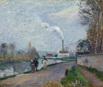 Az Oise Pontoise közelében szürke időben alkotó: Camille Jacob Pissarro
