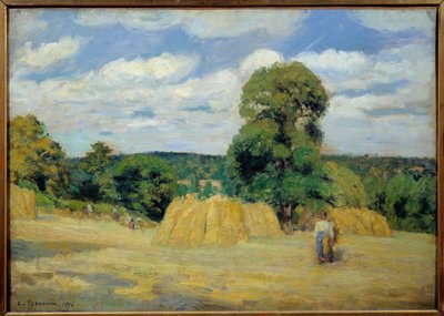 A betakarítás Montfoucault-ban Mayenne-ben Camille Pissarro (1830-1903) festménye 1876 V. 0,65x0,92 m Párizs, Muse d