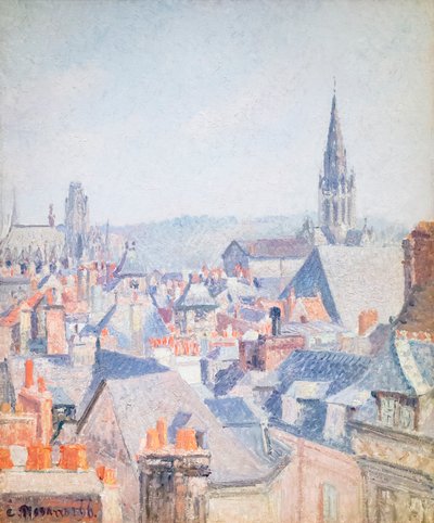 A régi Rouen háztetői, napfény alkotó: Camille Pissarro
